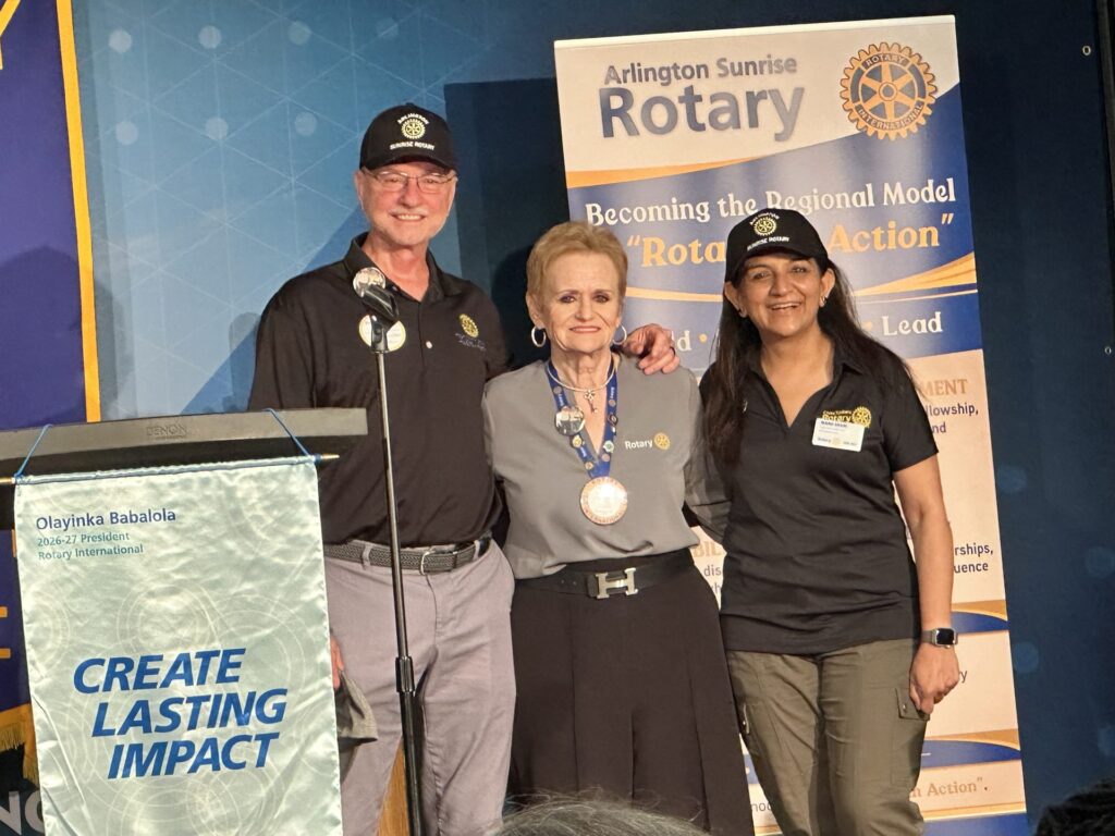Arlington Sunrise Rotary members recognized at a Friday club meeting
