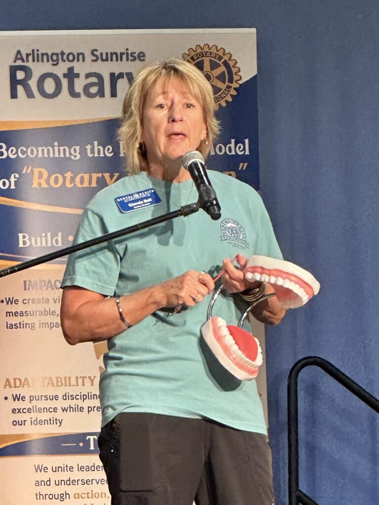 Arlington Sunrise Rotary members at a Friday morning club meeting