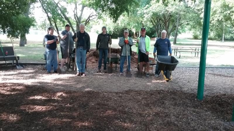 Volunteers working at the Dunlop Park playground